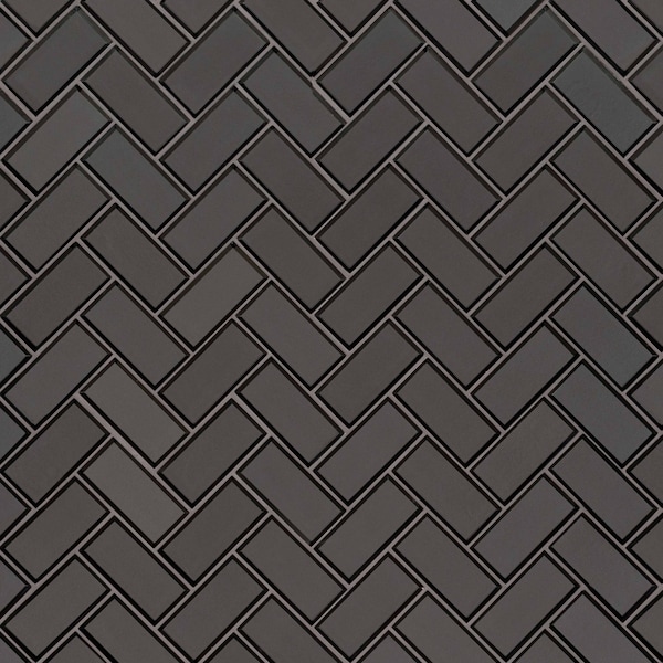 Metallic Gray Bevel Herringbone SAMPLE Glass Mesh-Mounted Mosaic Tile